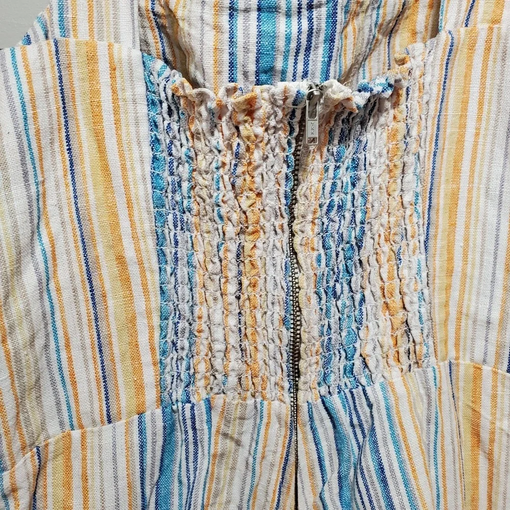 Reformation Women's Romper Size‎ 4 Square Neck Sleeveless Linen Pockets Summer